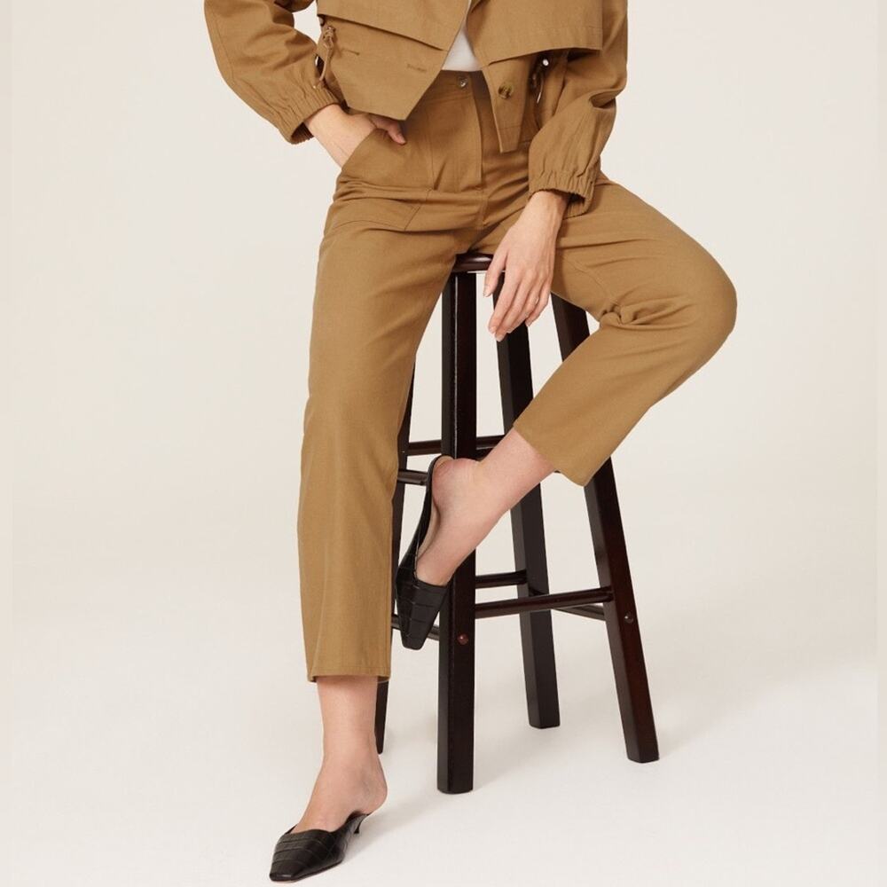 Thakoon Cargo Pants Straight Leg Twill Trouser Utility Twill Tan NWT $225 Size 4